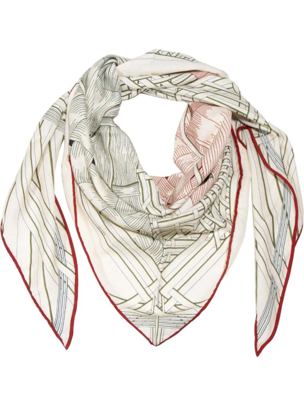 Lightweight Printed Triangle Scarf - Women's Silk Wool Blend Shawl 49"x49